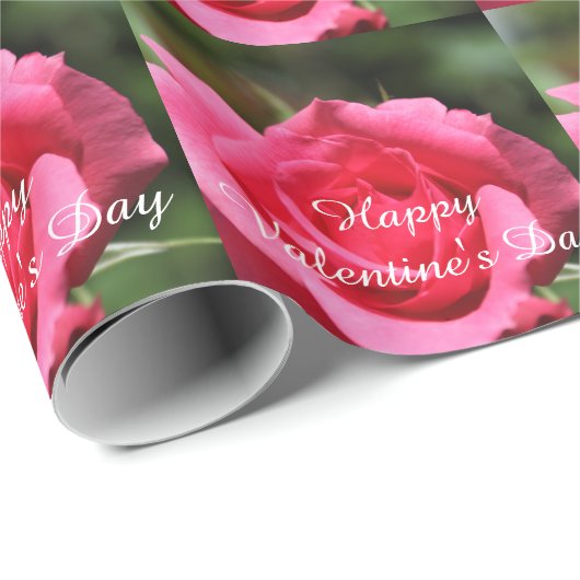 perfecte , mooie zomerfoto van een roze roos cadeaupapier (Rol Hoek)