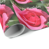 perfecte , mooie zomerfoto van een roze roos cadeaupapier (Rol Hoek)