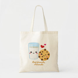 Perfecte overeenkomst Kawaii melk en koekje aangep Tote Bag