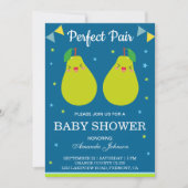 Perfecte Paar Leuke Peer Twin Baby shower Invitati Kaart (Voorkant)