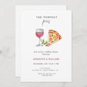 Perfecte Paar Wijn Pizza Couple's Douche Kaart (Voorkant / Achterkant)