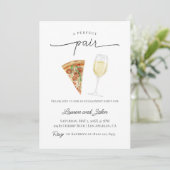 Perfecte Paar Wijn Pizza Verlovingsfeest Douche Kaart (Staand voorkant)