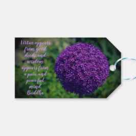 Perfecte Paarse Allium Flower Motivatie Quote Cadeaulabel