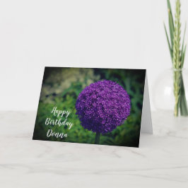 Perfecte Paarse Allium Flower Personalized Birthda Kaart