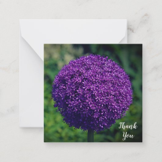 Perfecte Paarse Allium Flower Persoonlijk Dank u Notitiekaartje (Voorkant)