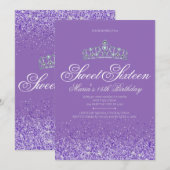 Perfecte Paarse glitter, 16 uitnodigingen (Voorkant / Achterkant)