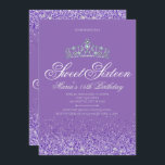 Perfecte Paarse glitter, 16 uitnodigingen<br><div class="desc">Perfect Paarse Glitter, Sweet 16 Uitnodigingen. Ontworpen met sprankelingen, paarse glitter en een zilveren sprankelende kroon voor een glamoureuze zoete zestienjarige. Deze paarse, sprankelende 16e verjaardagsuitnodiging is speciaal gemaakt voor tieners en is een geweldige introductie tot uw speciale dag. Extra coördinerende Sweet Sixteen party benodigdheden zijn verkrijgbaar bij Metro-Events Zazzle...</div>