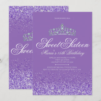 Perfecte Paarse glitter, 16 uitnodigingen
