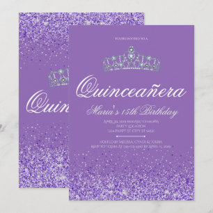 Perfecte Paarse glitter, Quinceanera-uitvindingen Kaart