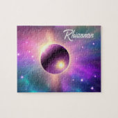 Perfecte Paarse kosmische bol die in kosmos drijft Legpuzzel (Horizontaal)