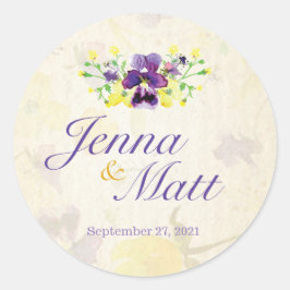 Perfecte Paarse Pansies Custom Bruiloft Stickers