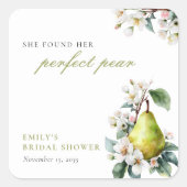 Perfecte Parel Bloem Bruids Shower Vierkante Sticker (Voorkant)