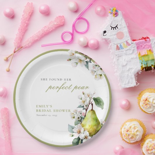 Perfecte Parel Bloemige Bruidsmeisjesborrel Papieren Bordje (Feest)