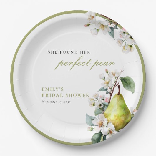 Perfecte Parel Bloemige Bruidsmeisjesborrel Papieren Bordje (Voorkant)