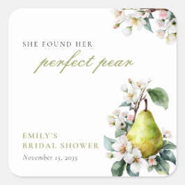 Perfecte Parel Bloemige Bruidsmeisjesborrel Vierkante Sticker