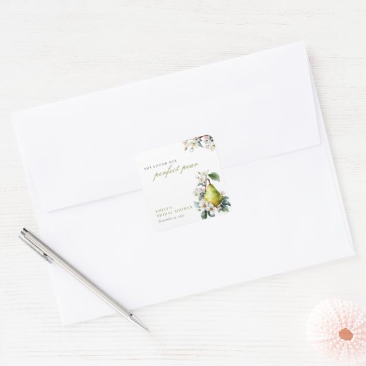 Perfecte Parel Bloemige Bruiloftsborrel Vierkante Sticker (Envelop)