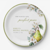 Perfecte Parel Bloemige Bruiloftsdienst Papieren Bordje (Voorkant)