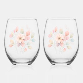 Perfecte Pastel Bloemen Wijnglas Zonder Voet
