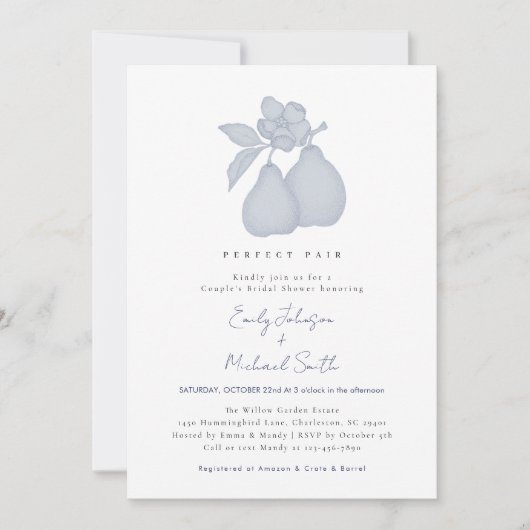 Perfecte Peer Bruiloft Bridal Shower | Blauw Frans Kaart (Voorkant)