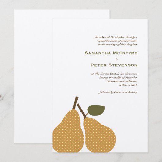 Perfecte peer grillige bruiloft uitnodiging Kaart (Voorkant / Achterkant)