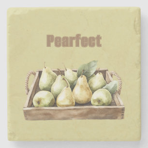 Perfecte Peer Groen Fruit Stenen Onderzetter