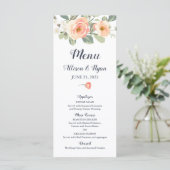 Perfecte perzik bloemen bruiloft menu (Staand voorkant)