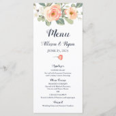 Perfecte perzik bloemen bruiloft menu (Voorkant)