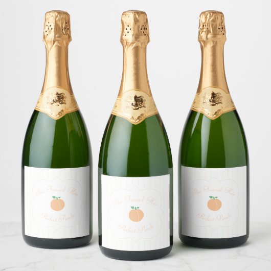 Perfecte Perzik Bruiloftsfeest Sparkling Wijnetiket (Flessen)