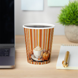 Perfecte Pompoen Party Waterverf Latte Papieren Bekers