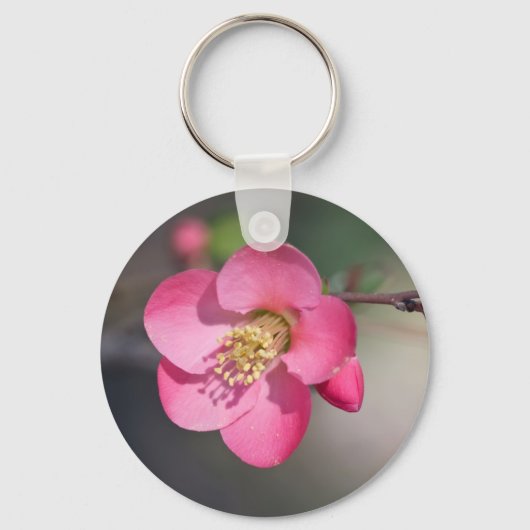 Perfecte Roze Bloeiende Kwee Sleutelhanger (Voorkant)