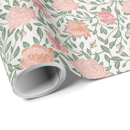 perfecte roze en doorschijnende Rozen Cadeaupapier (Rol Hoek)