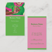 Perfecte roze en groene dames kaarten visitekaartje (Voorkant / Achterkant)