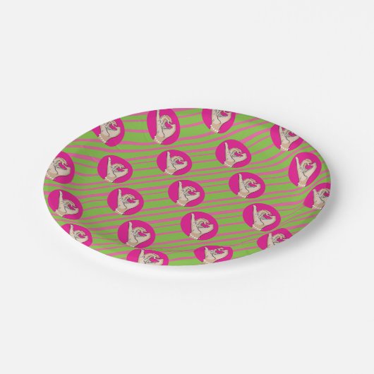 Perfecte roze en groene forever papieren bordje (Gekanteld)