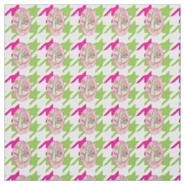 perfecte roze en groene houndstooth stof