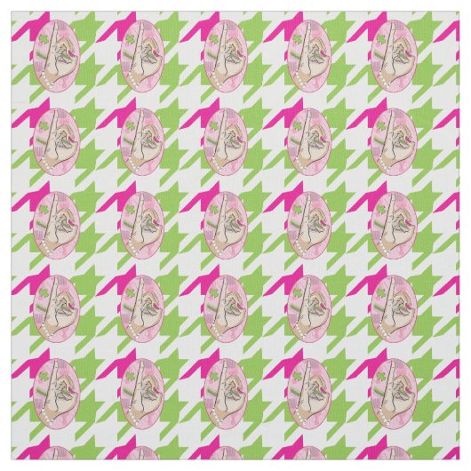  perfecte roze en groene houndstooth stof (Swatch)