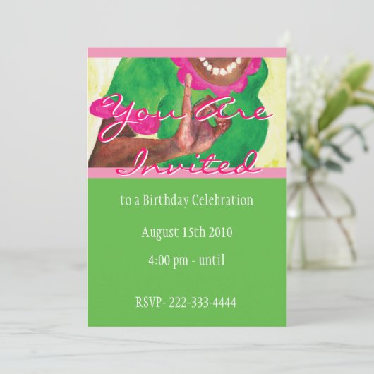 Perfecte Roze en groene Uitnodiging (Staand voorkant)