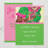 Perfecte Roze en groene Uitnodiging (Voorkant / Achterkant)