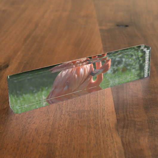 Perfecte roze flamingo naambordje (Zijkant)