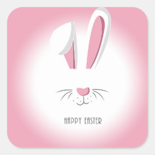 Perfecte roze Happy Paashaas Vierkante Sticker