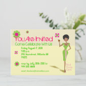 Perfecte Roze met Groene Uitnodiging (Staand voorkant)