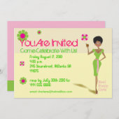 Perfecte Roze met Groene Uitnodiging (Voorkant / Achterkant)