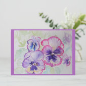 Perfecte roze pansies Waterverf Paarse groeten Kaart (Staand voorkant)