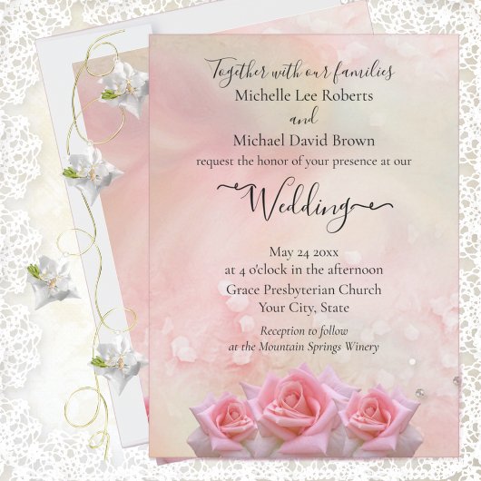 Perfecte roze Roses Wedding Invitation Save The Date