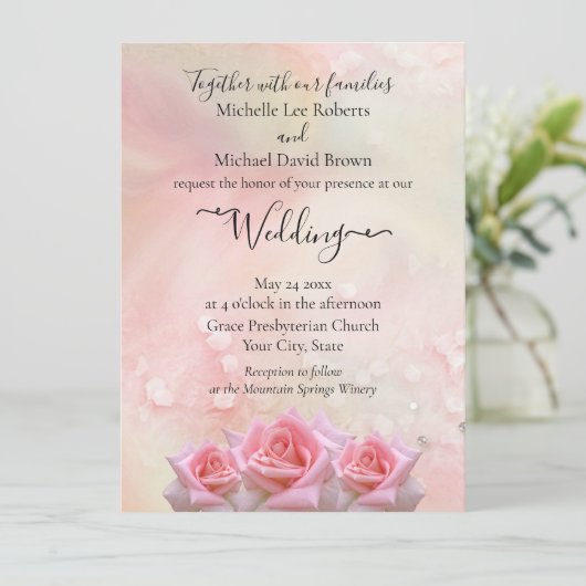 Perfecte roze Roses Wedding Invitation Save The Date (Staand voorkant)