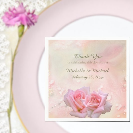 Perfecte Roze Rozen Bruiloft Servet