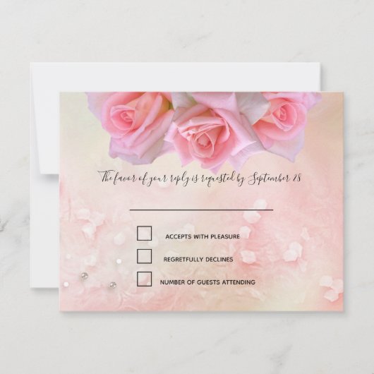 Perfecte roze rozen die RSVP binden en Menu (Voorkant)
