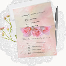 Perfecte roze rozen die RSVP binden en Menu
