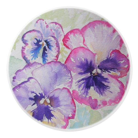 Perfecte roze Waterverf deurknop Keramische Knop (Voorkant)