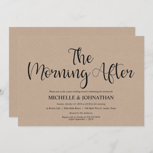 Perfecte Rustieke Kraft Uitnodigingen voor Bruidso (Voorkant / Achterkant)