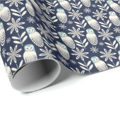 Perfecte Schuur Uil - blauwe achtergrond Cadeaupapier (Rol Hoek)